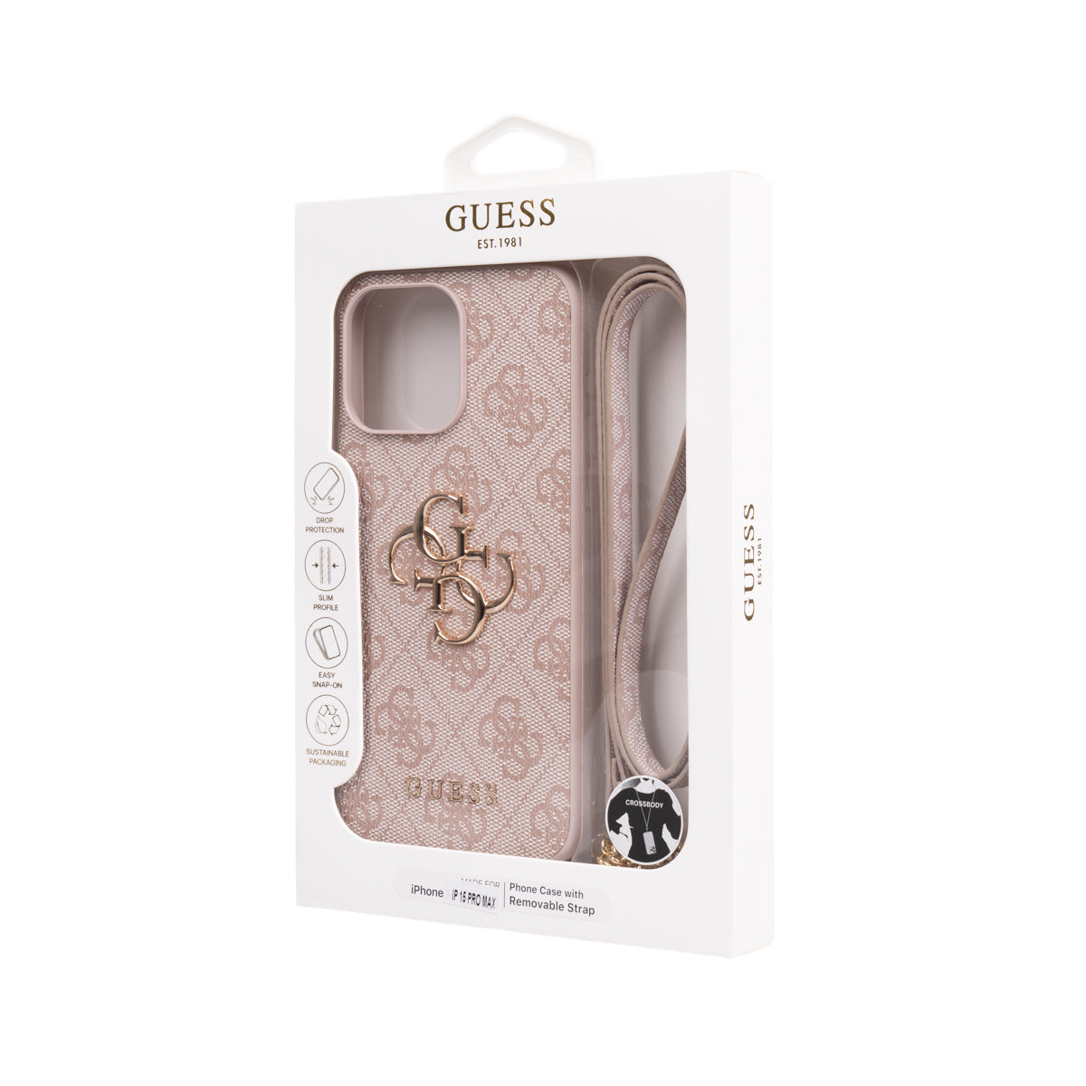 iPhone 14 Pro Max Kılıf Guess Orijinal Lisanslı PU Deri 4G Büyük Metal Logolu Çapraz Vücut Askılı Kılıf
