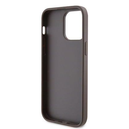 iPhone 14 Pro Max Kılıf Guess Orijinal Lisanslı PU Deri Taşlı Metal Üçgen Logolu Çapraz Vücut Askılı 4G Desenli Kılıf