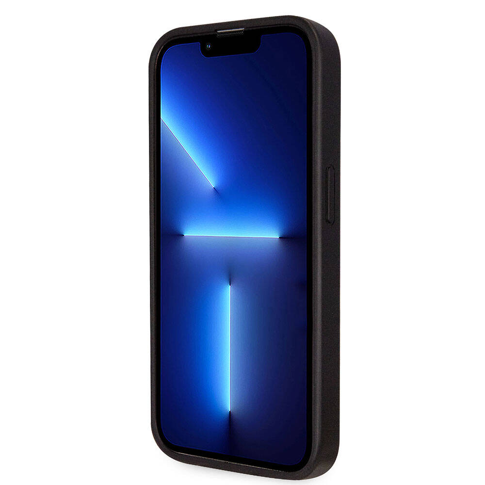 iPhone 14 Pro Max Kılıf Guess Orijinal Lisanslı PU Deri Taşlı Üçgen Logo 4G Desenli Kılıf