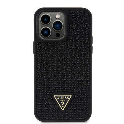 iPhone 14 Pro Max Kılıf Guess Orijinal Lisanslı Taşlı Arka Yüzey Üçgen Logolu Kılıf