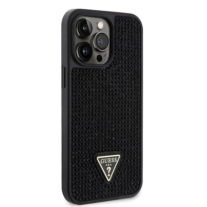 iPhone 14 Pro Max Kılıf Guess Orijinal Lisanslı Taşlı Arka Yüzey Üçgen Logolu Kılıf