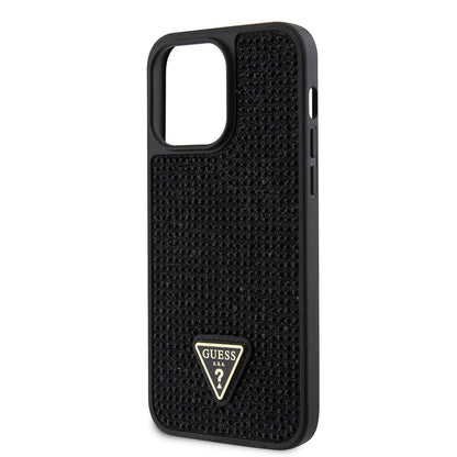 iPhone 14 Pro Max Kılıf Guess Orijinal Lisanslı Taşlı Arka Yüzey Üçgen Logolu Kılıf