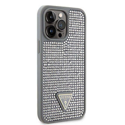 iPhone 14 Pro Max Kılıf Guess Orijinal Lisanslı Taşlı Arka Yüzey Üçgen Logolu Kılıf