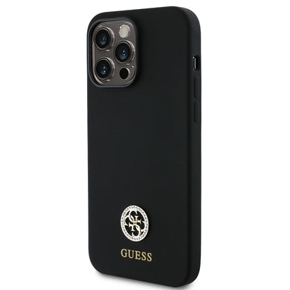 iPhone 14 Pro Max Kılıf Guess Orijinal Lisanslı Yazı ve Taşlı 4G Logolu Silikon Kılıf