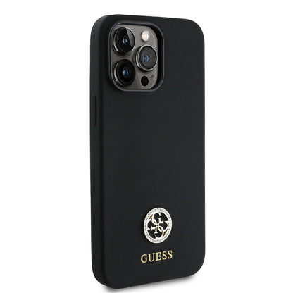 iPhone 14 Pro Max Kılıf Guess Orijinal Lisanslı Yazı ve Taşlı 4G Logolu Silikon Kılıf