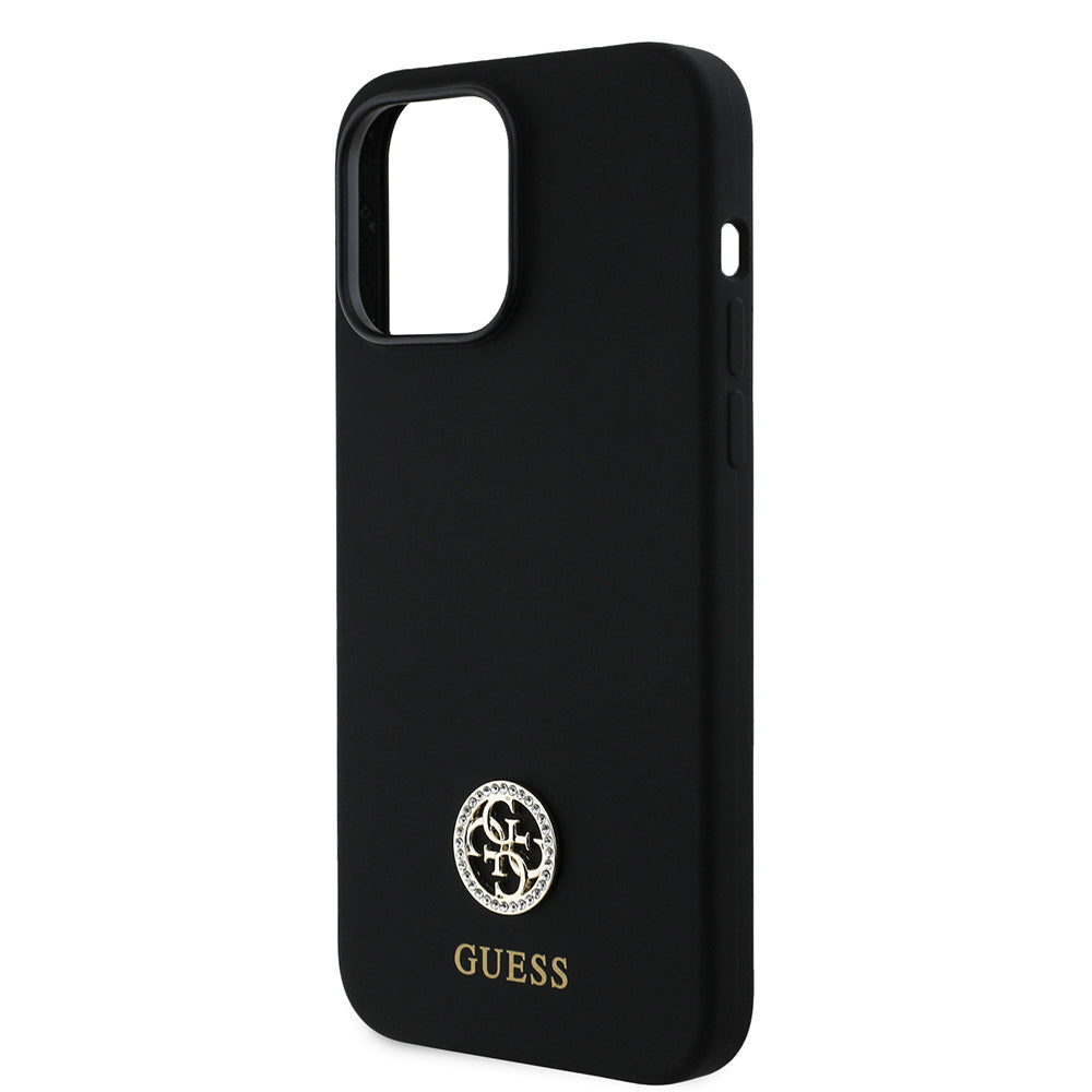 iPhone 14 Pro Max Kılıf Guess Orijinal Lisanslı Yazı ve Taşlı 4G Logolu Silikon Kılıf