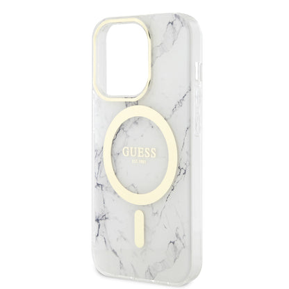 iPhone 14 Pro Max Kılıf GUESS M-safe Şarj Özellikli Mermer Desenli Kılıf