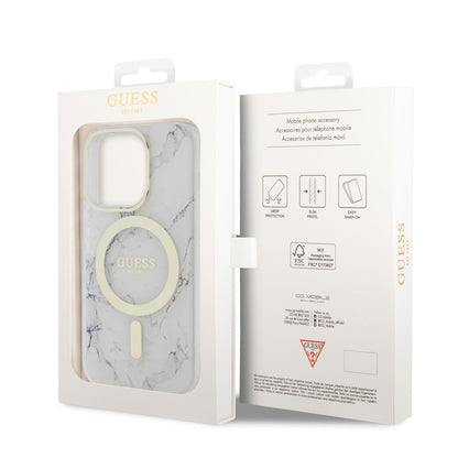 iPhone 14 Pro Max Kılıf GUESS M-safe Şarj Özellikli Mermer Desenli Kılıf