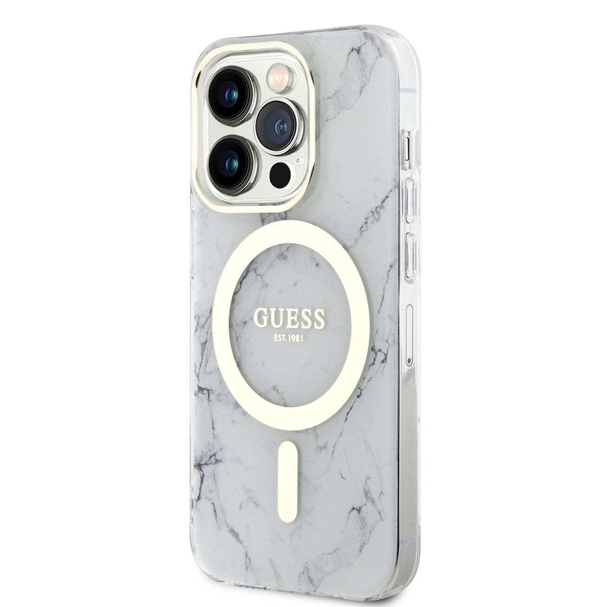 iPhone 14 Pro Max Kılıf GUESS M-safe Şarj Özellikli Mermer Desenli Kılıf