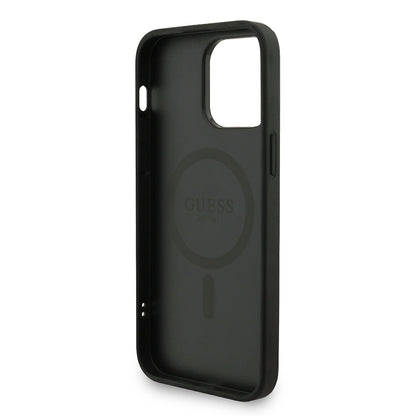 iPhone 14 Pro Max Kılıf Guess orijinal Lisanslı M-safe Şarj Özellikli PU Deri Bilek Askı İpli Yazı Logolu Kılıf