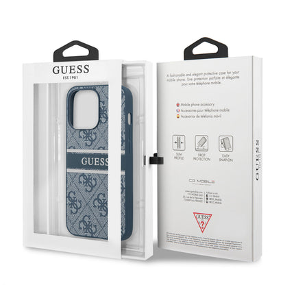 iPhone 14 Pro Max Kılıf GUESS PU Deri Çizgili Logo Dizaynlı Kılıf