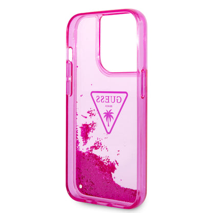 iPhone 14 Pro Max Kılıf GUESS Transparan Sıvılı Simli Dizayn Kılıf