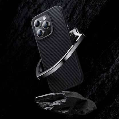 iPhone 14 Pro Max Kılıf Karbon Fiber M-safe Şarj Özellikli Benks 600D Hybrid Kevlar Kılıf