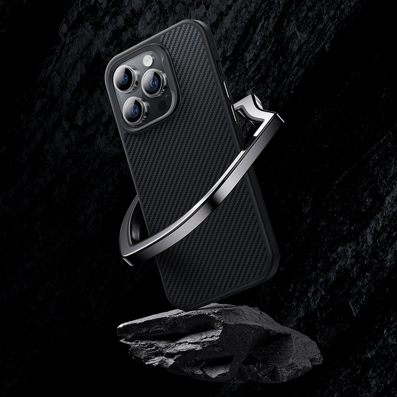 iPhone 14 Pro Max Kılıf Karbon Fiber M-safe Şarj Özellikli Benks 600D Hybrid Kevlar Kılıf
