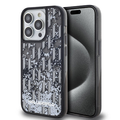 iPhone 14 Pro Max Kılıf Karl Lagerfeld orijinal Lisanslı Simli KL Yazılı Monogram Gradıent Kılıf