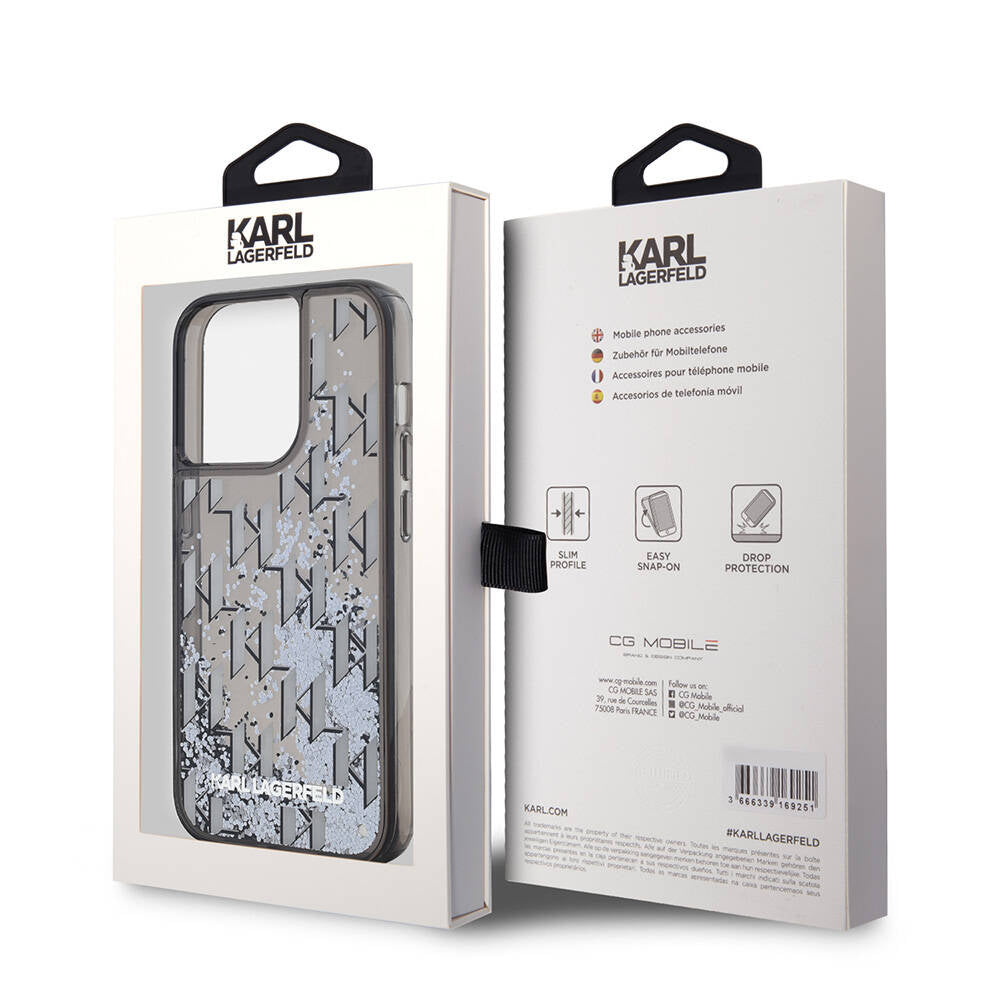iPhone 14 Pro Max Kılıf Karl Lagerfeld orijinal Lisanslı Simli KL Yazılı Monogram Gradıent Kılıf