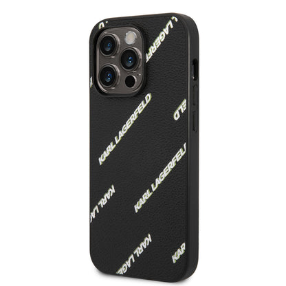 iPhone 14 Pro Max Kılıf Karl Lagerfeld PU Suni Deri Logolu Dizayn Kılıf