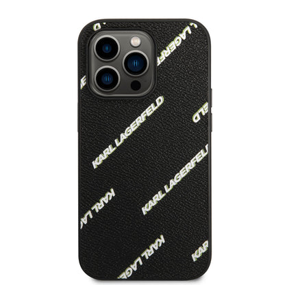 iPhone 14 Pro Max Kılıf Karl Lagerfeld PU Suni Deri Logolu Dizayn Kılıf