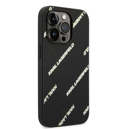 iPhone 14 Pro Max Kılıf Karl Lagerfeld PU Suni Deri Logolu Dizayn Kılıf