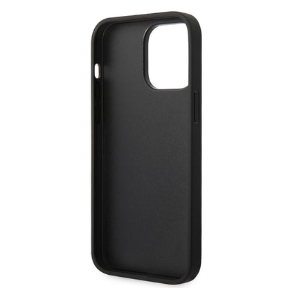 iPhone 14 Pro Max Kılıf Karl Lagerfeld PU Suni Deri Şerit Dizayn Kılıf