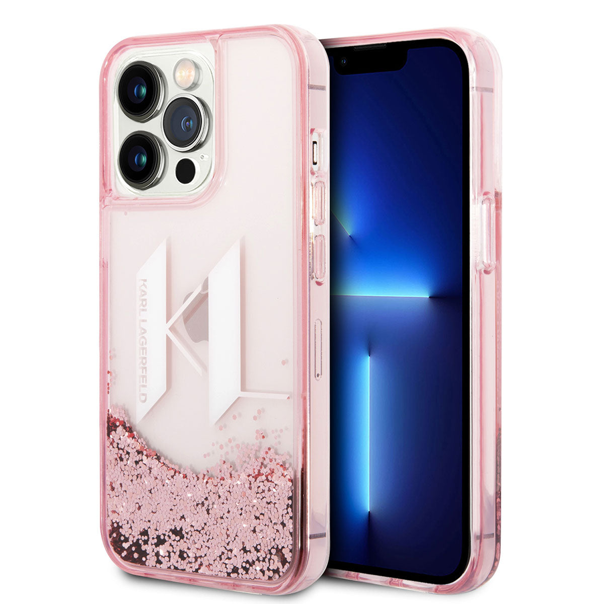 iPhone 14 Pro Max Kılıf Karl Lagerfeld Sıvılı Simli Dizayn Kılıf