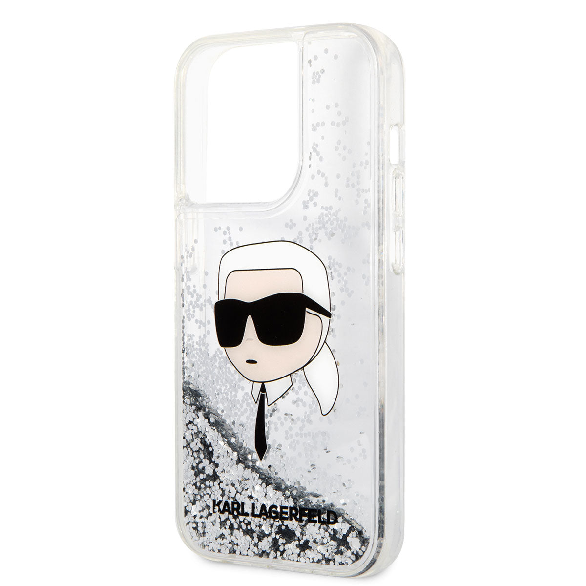 iPhone 14 Pro Max Kılıf Karl Lagerfeld Sıvılı Simli Karl Head Dizayn Kılıf