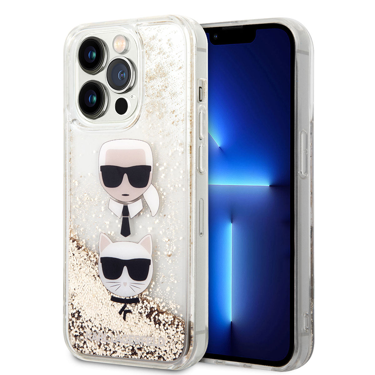iPhone 14 Pro Max Kılıf Karl Lagerfeld Sıvılı Simli K&C Head Dizayn Kılıf