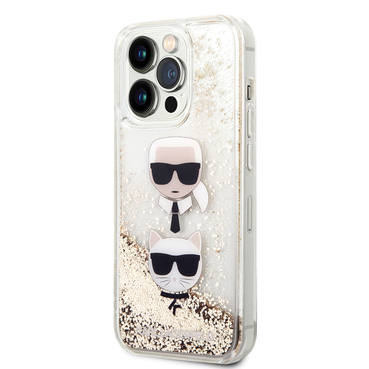 iPhone 14 Pro Max Kılıf Karl Lagerfeld Sıvılı Simli K&C Head Dizayn Kılıf