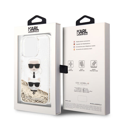 iPhone 14 Pro Max Kılıf Karl Lagerfeld Sıvılı Simli K&C Head Dizayn Kılıf