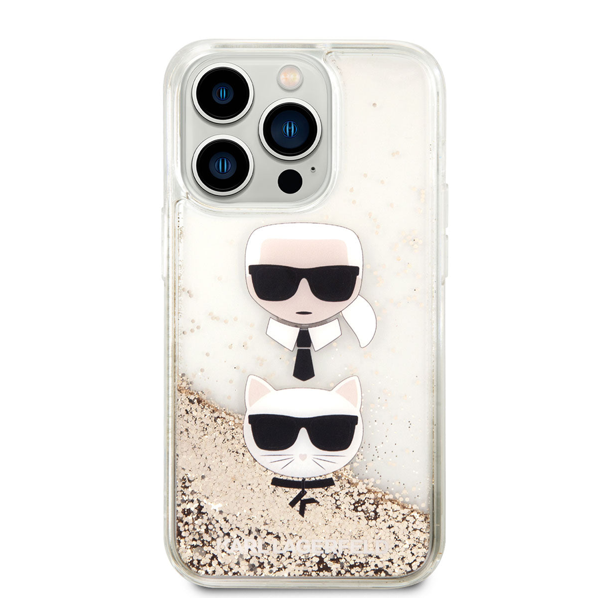 iPhone 14 Pro Max Kılıf Karl Lagerfeld Sıvılı Simli K&C Head Dizayn Kılıf