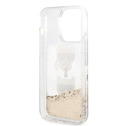 iPhone 14 Pro Max Kılıf Karl Lagerfeld Sıvılı Simli K&C Head Dizayn Kılıf