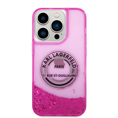 iPhone 14 Pro Max Kılıf Karl Lagerfeld Sıvılı Simli RSG Dizayn Kılıf