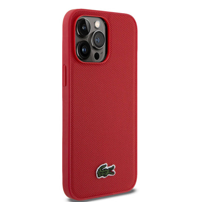 iPhone 14 Pro Max Kılıf Lacoste Orijinal Lisanslı PU Pike Desenli Arka Yüzey İkonik Timsah Dokuma Logolu Kılıf