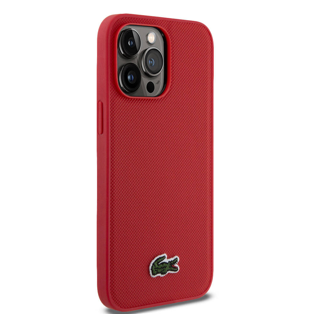iPhone 14 Pro Max Kılıf Lacoste Orijinal Lisanslı PU Pike Desenli Arka Yüzey İkonik Timsah Dokuma Logolu Kılıf