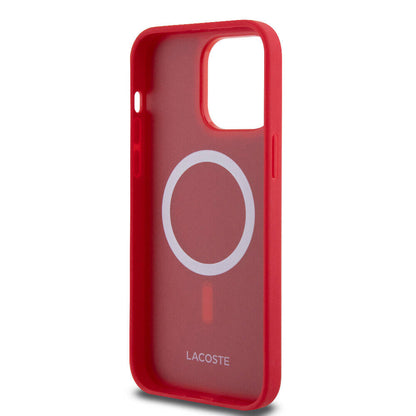 iPhone 14 Pro Max Kılıf Lacoste Orijinal Lisanslı PU Pike Desenli Arka Yüzey İkonik Timsah Dokuma Logolu Kılıf