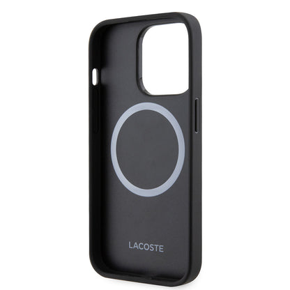 iPhone 14 Pro Max Kılıf Lacoste Orijinal Lisanslı PU Pike Desenli Arka Yüzey İkonik Timsah Dokuma Logolu Kılıf