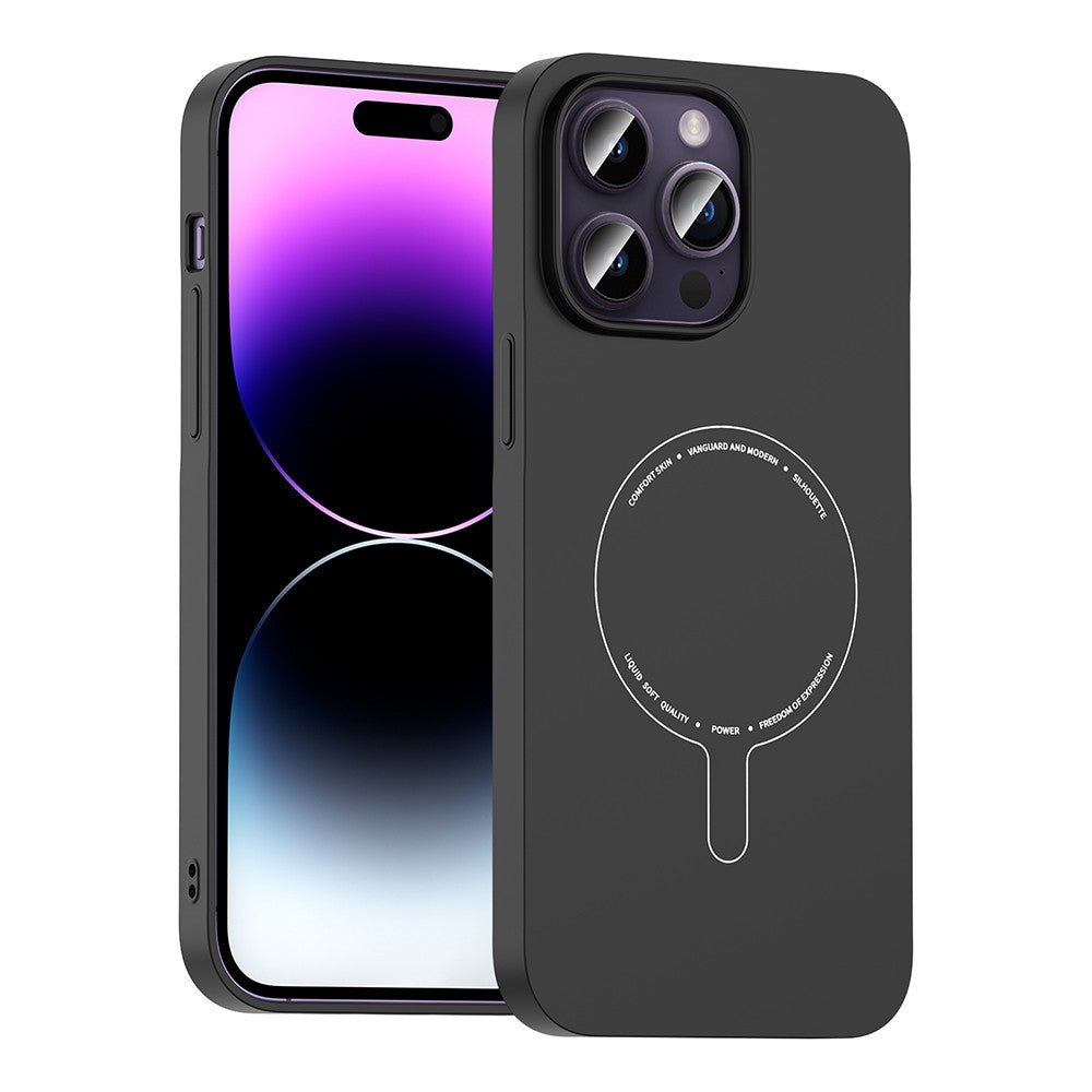iPhone 14 Pro Max Kılıf M-Safe Şarj Özellikli Kamera Korumalı Zore Elio Sert PC Kılıf