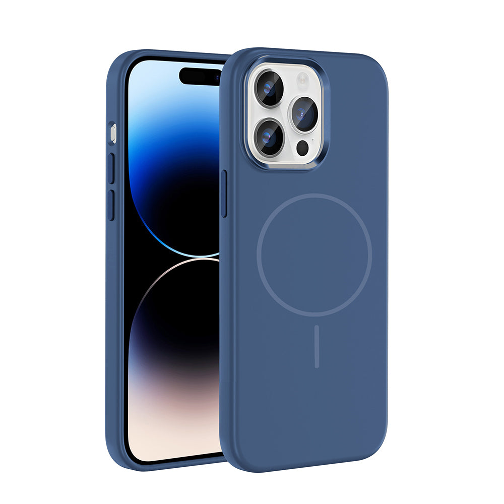 iPhone 14 Pro Max Kılıf M-Safe Şarj Özellikli Metal Kamera Çerçeveli Zore Edi Silikon Kılıf