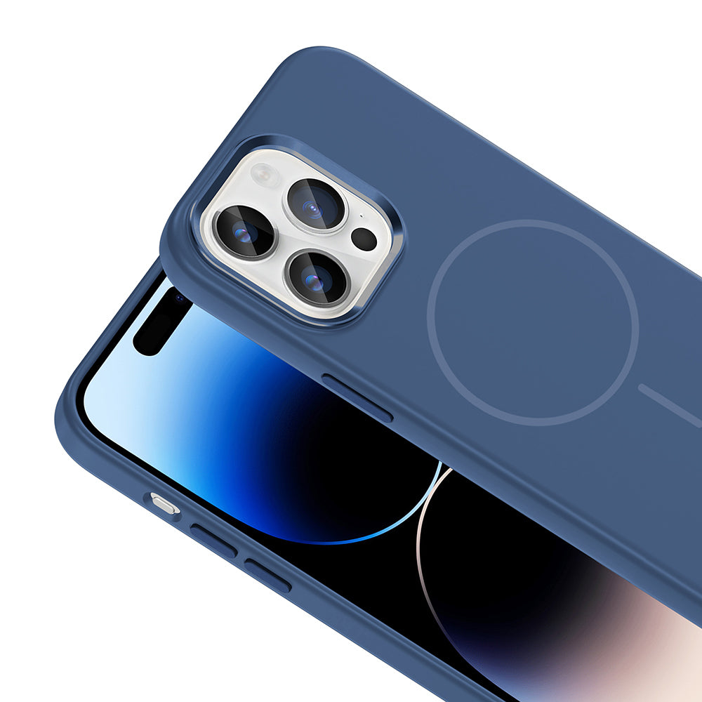 iPhone 14 Pro Max Kılıf M-Safe Şarj Özellikli Metal Kamera Çerçeveli Zore Edi Silikon Kılıf