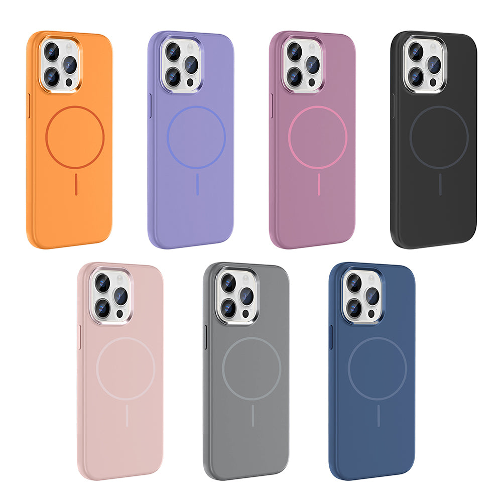iPhone 14 Pro Max Kılıf M-Safe Şarj Özellikli Metal Kamera Çerçeveli Zore Edi Silikon Kılıf