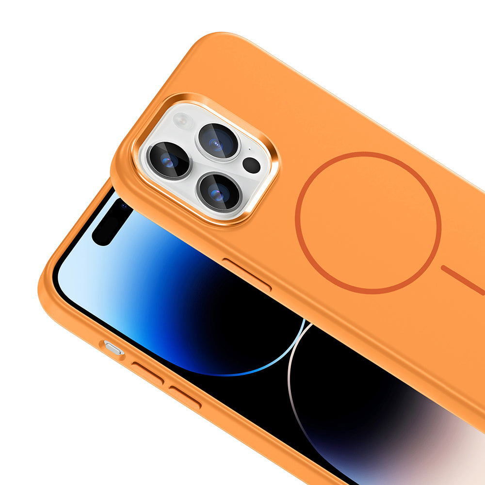 iPhone 14 Pro Max Kılıf M-Safe Şarj Özellikli Metal Kamera Çerçeveli Zore Edi Silikon Kılıf