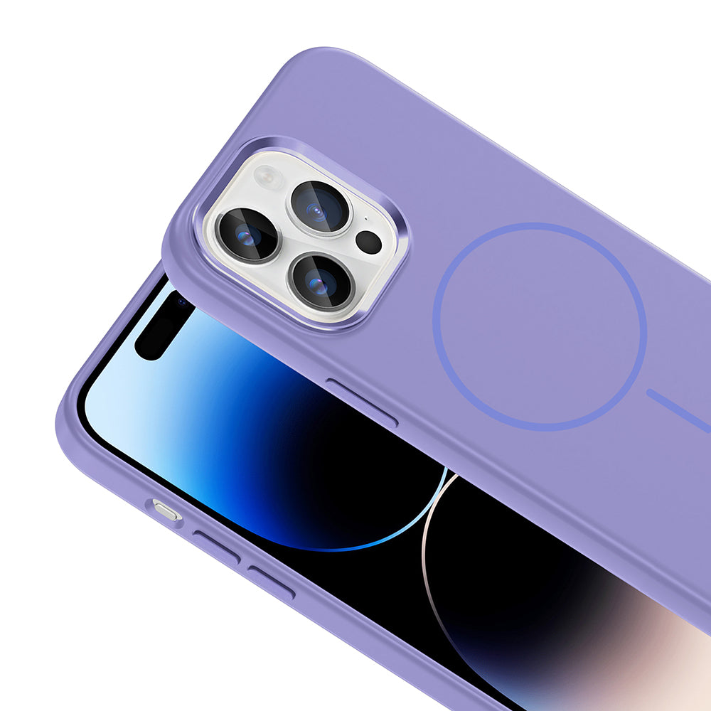 iPhone 14 Pro Max Kılıf M-Safe Şarj Özellikli Metal Kamera Çerçeveli Zore Edi Silikon Kılıf
