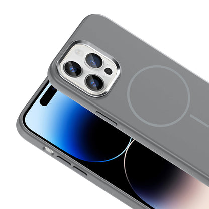 iPhone 14 Pro Max Kılıf M-Safe Şarj Özellikli Metal Kamera Çerçeveli Zore Edi Silikon Kılıf