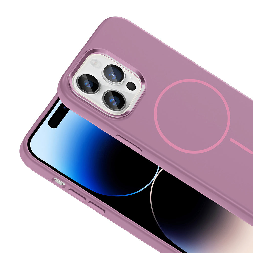 iPhone 14 Pro Max Kılıf M-Safe Şarj Özellikli Metal Kamera Çerçeveli Zore Edi Silikon Kılıf