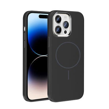 iPhone 14 Pro Max Kılıf M-Safe Şarj Özellikli Metal Kamera Çerçeveli Zore Edi Silikon Kılıf
