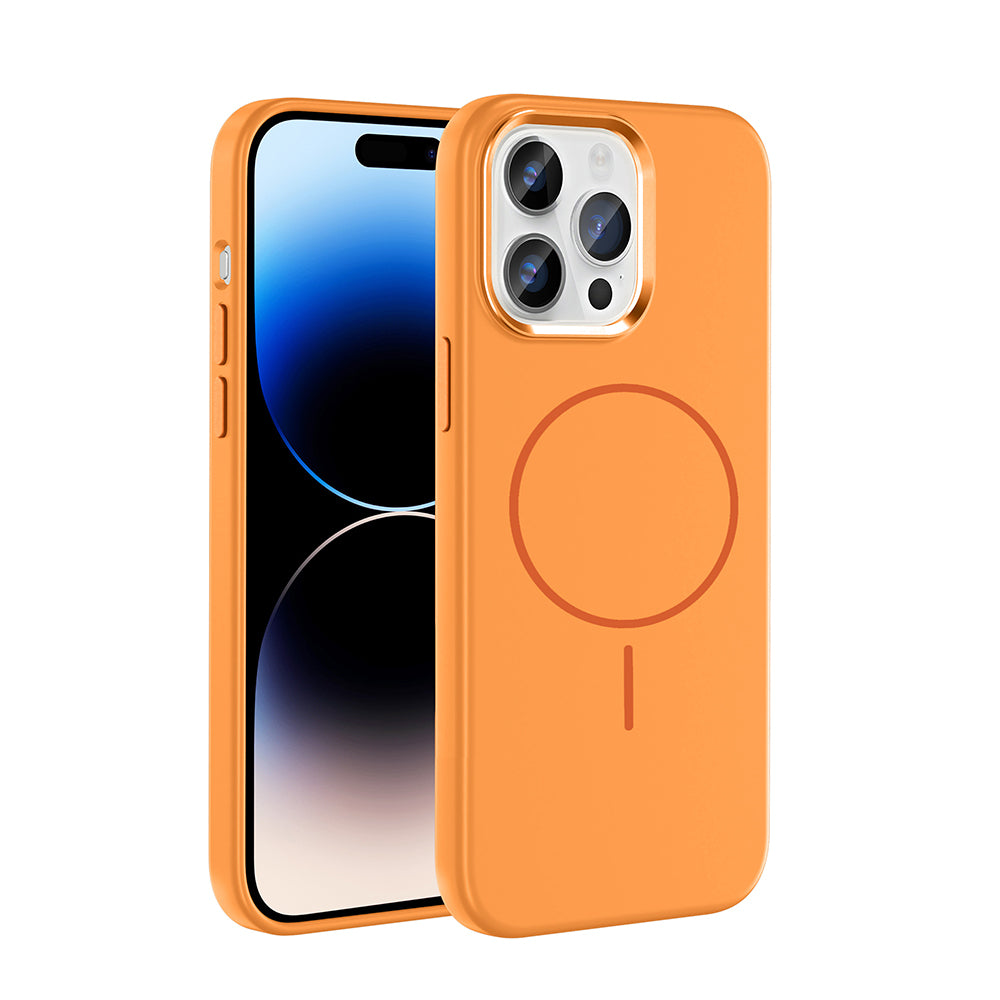 iPhone 14 Pro Max Kılıf M-Safe Şarj Özellikli Metal Kamera Çerçeveli Zore Edi Silikon Kılıf