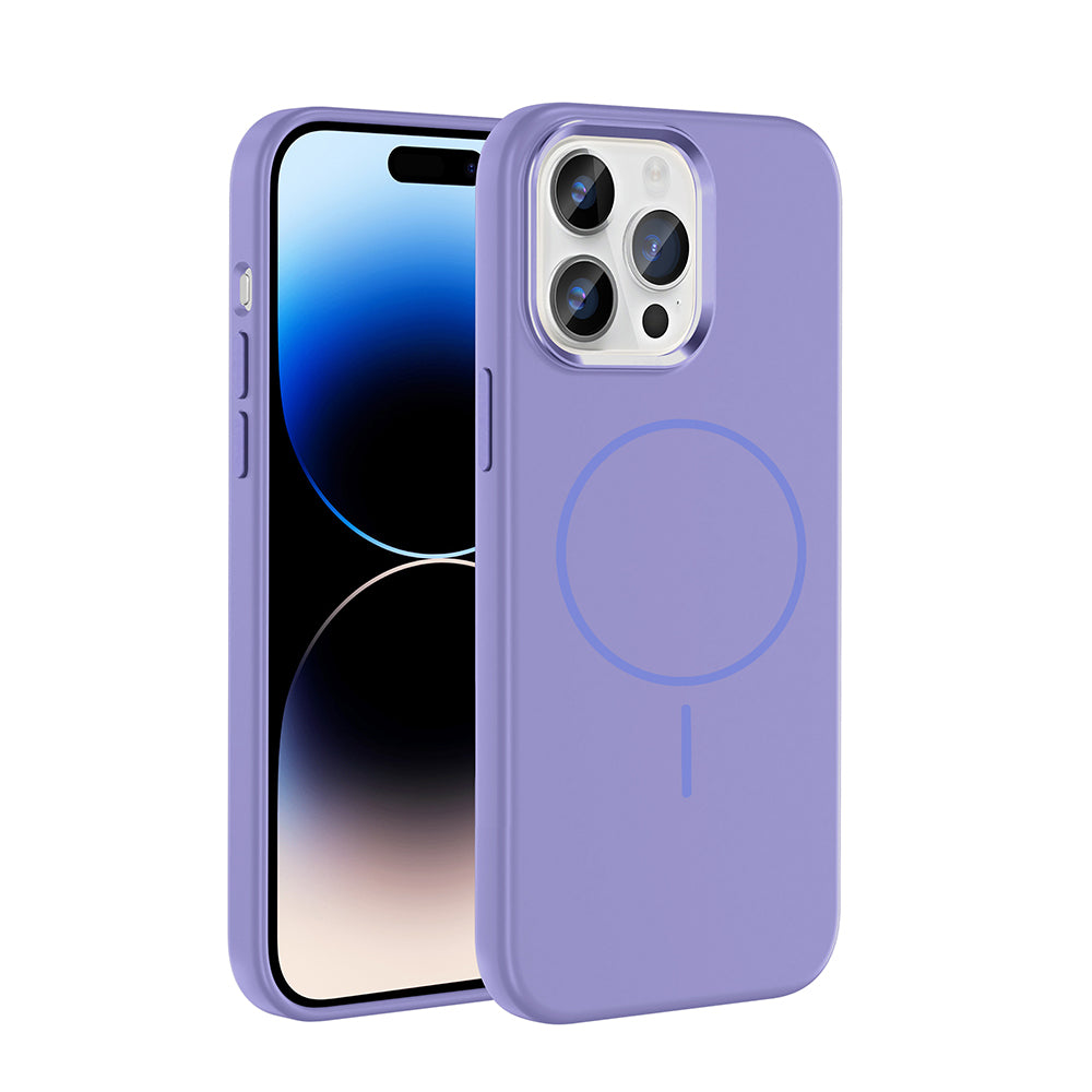 iPhone 14 Pro Max Kılıf M-Safe Şarj Özellikli Metal Kamera Çerçeveli Zore Edi Silikon Kılıf
