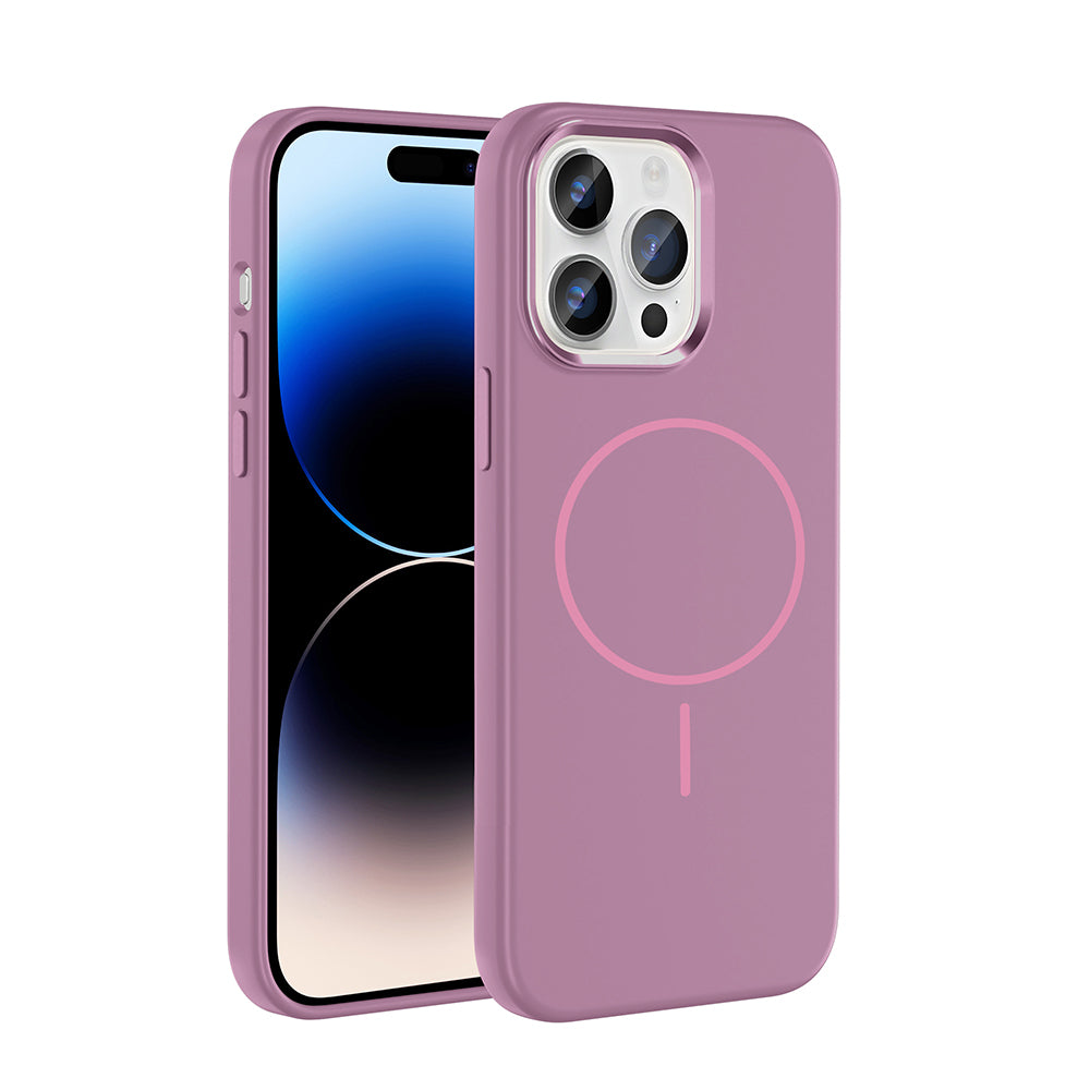 iPhone 14 Pro Max Kılıf M-Safe Şarj Özellikli Metal Kamera Çerçeveli Zore Edi Silikon Kılıf
