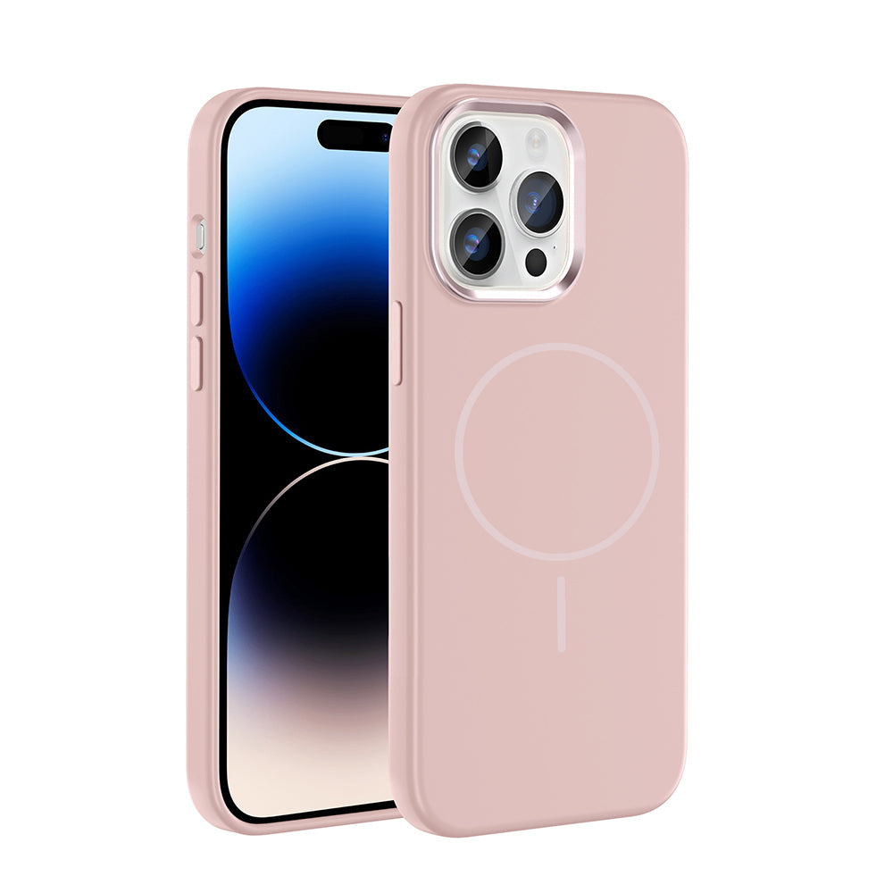 iPhone 14 Pro Max Kılıf M-Safe Şarj Özellikli Metal Kamera Çerçeveli Zore Edi Silikon Kılıf