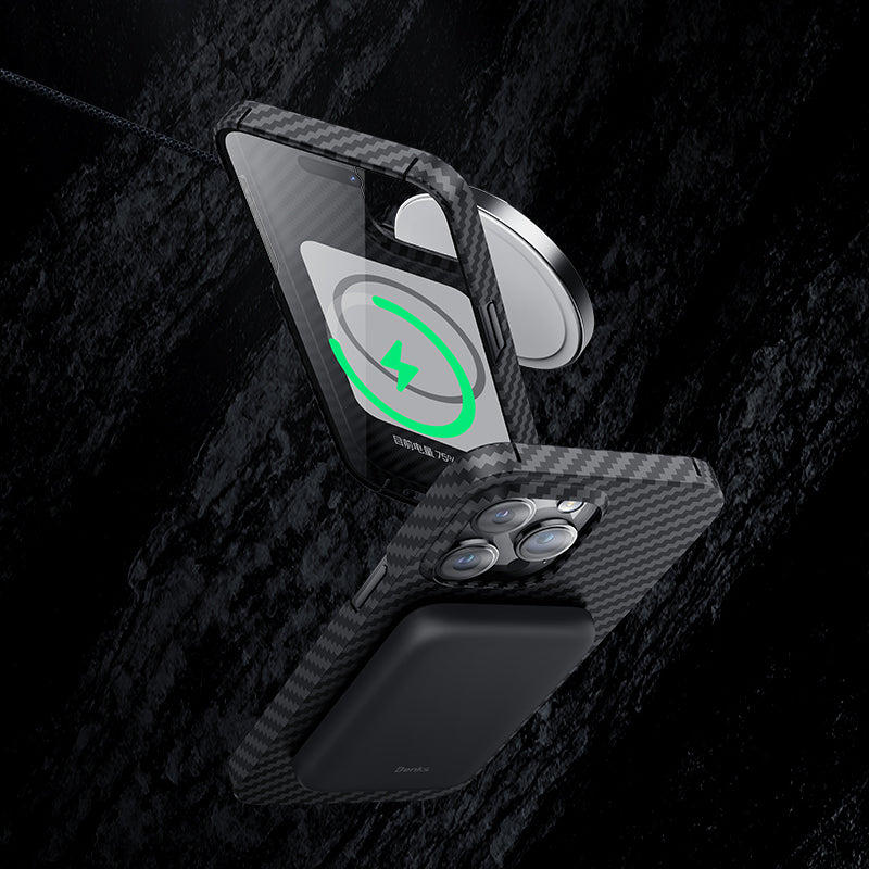 iPhone 14 Pro Max Kılıf M-safe Özellikli Karbon Fiber Benks Essential Kevlar Kılıf